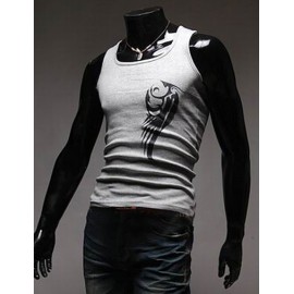 Self Identity Totem Pattern U-Neck Slim Fit Tank Top