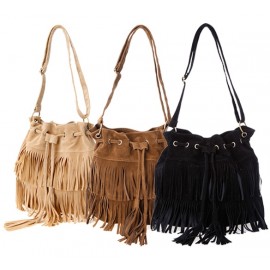 New Fashion Women's Faux Suede Fringe Tassels Cross-body Bag Shoulder Bag Handbags 