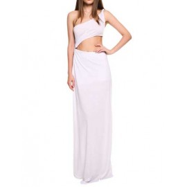 Sexy Splicing Style Pure Color Maxi Dress