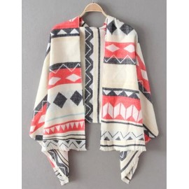 Fashionable 186CM Geometric Print Frayed Scarf