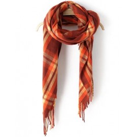 Vibrant Plaid 185CM Print Tassel Warm Cape Scarf