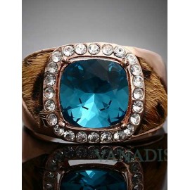 Aristocratic Leopard Faux Fur Blue Gem Inset Ring