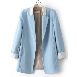 Celebrity Lapel Collar Open Front Blazer in Color Block