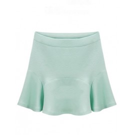 New Arrival Flouncing Hem Zip Trim Skater Skirt in Solid Color Size:S