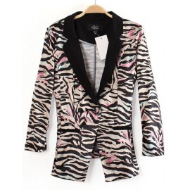 Glamours Zebra Striped Single Button Blazer in Slim Fit