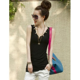 Modern Skull Ornament Lace Insert V-Neck See-Through Tank Top