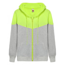 Leisure Color Block Hooded Long sleeve Hoodie with Kangaroo Pocket